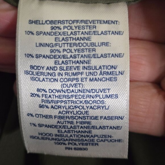 Lands' End Olive Down Filled Detachable Hood Puffer Coat Size M - Picture 10 of 11